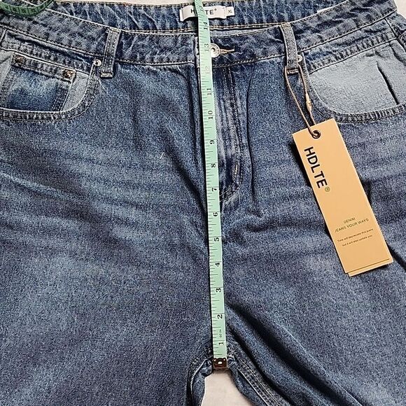 NWT HDLTE Women Wide Leg Jeans High Waist Baggy Jeans Loose Boyfriend Jean XL - Picture 6 of 8